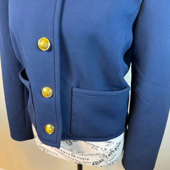 Aritzia Babaton Elysian Cropped Jacket Shoulder Pads Business WorkWear Navy XS - Picture 3 of 9